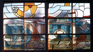 Stained Glass "Boats & Bathers" (thumnail)